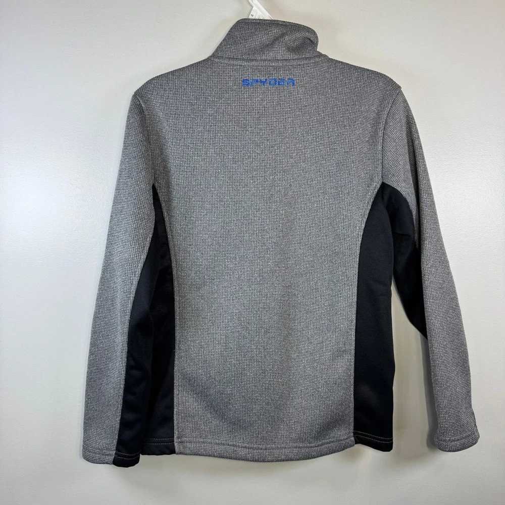 Spyder Fleece Jacket Boys M Gray Black‎ Full Zip Gorpcore Sporty Minimalist Cozy